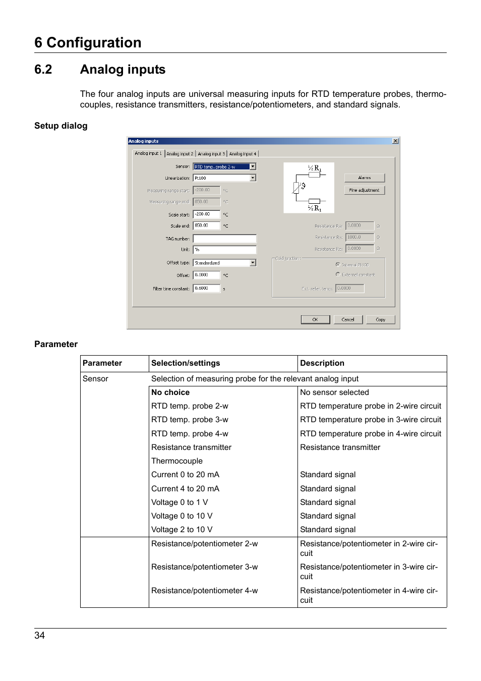 2 analog inputs, Analog inputs, 6 configuration | JUMO 705020 mTRON T - Analog Input Module, 4-Ch. Operating Manual User Manual | Page 34 / 70