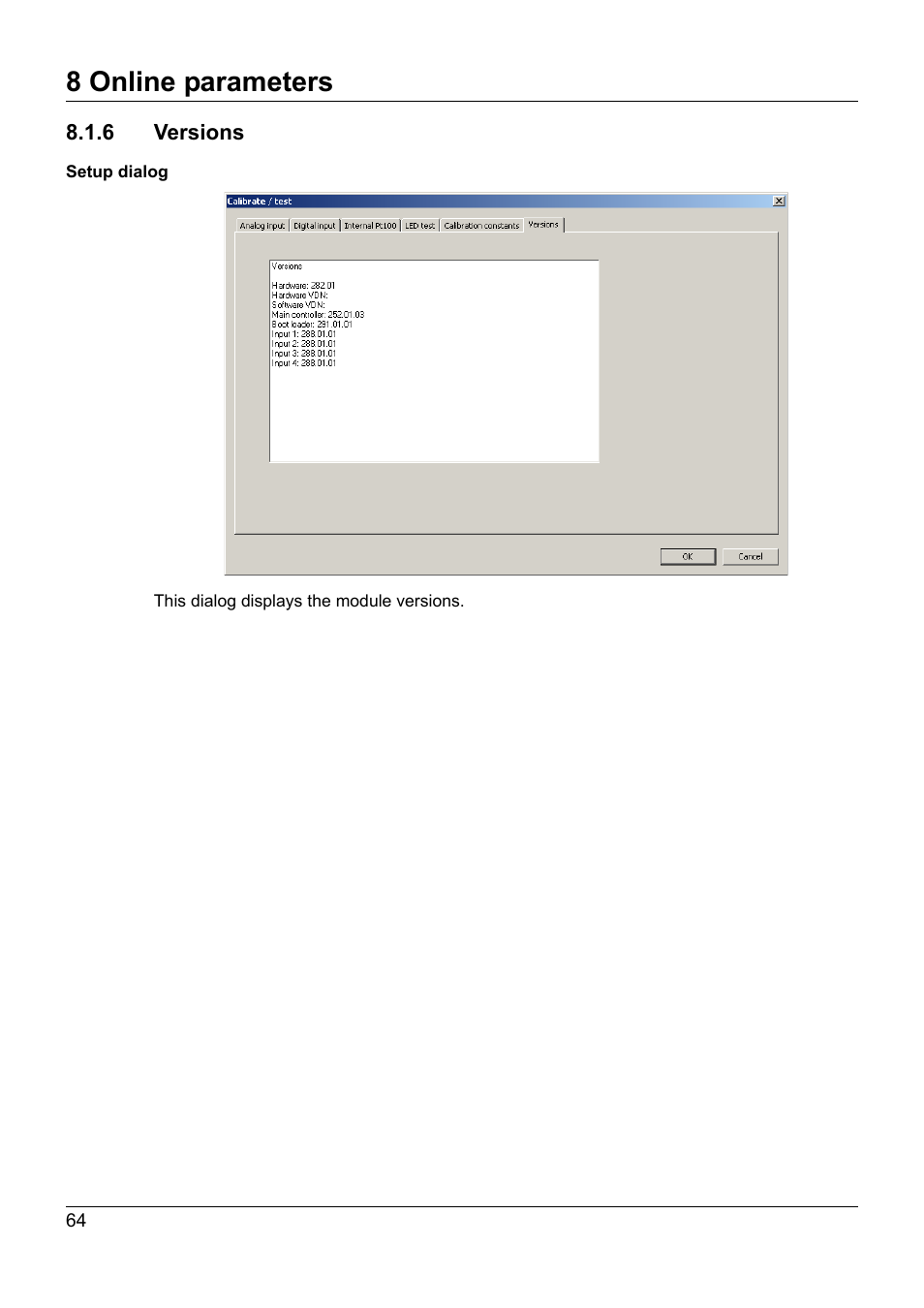 6 versions, 8 online parameters | JUMO 705020 mTRON T - Analog Input Module, 4-Ch. Operating Manual User Manual | Page 64 / 70