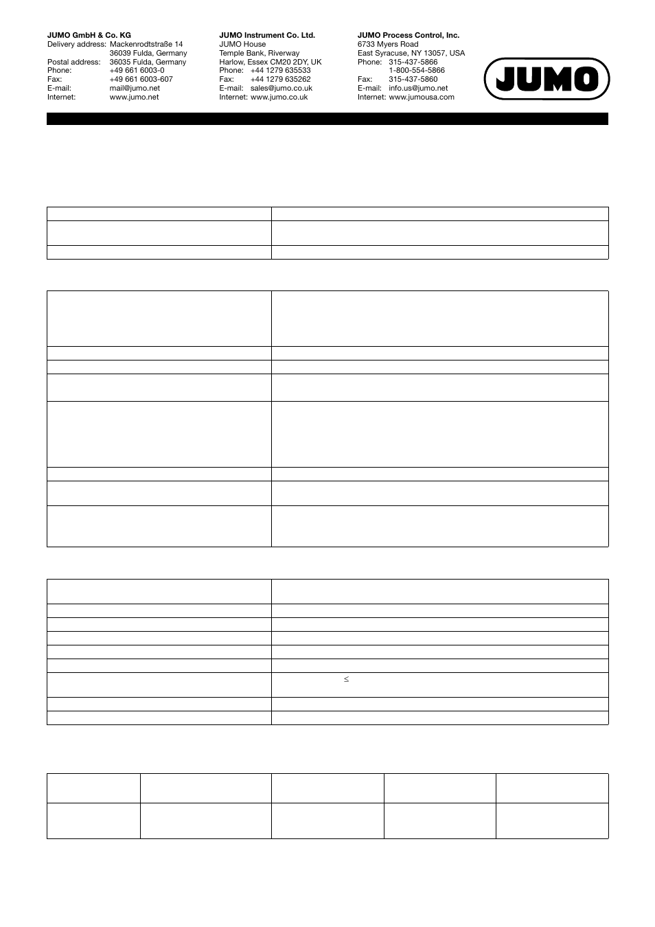 Technical data | JUMO 705015 mTRON T - Relay Module 4-Ch. Data Sheet User Manual | Page 2 / 5