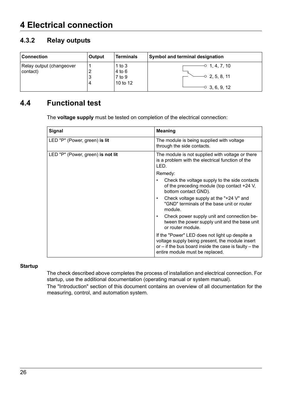 2 relay outputs, 4 functional test, Functional test | 4 electrical connection | JUMO 705015 mTRON T - Relay Module 4-Ch. Operating Manual User Manual | Page 26 / 44