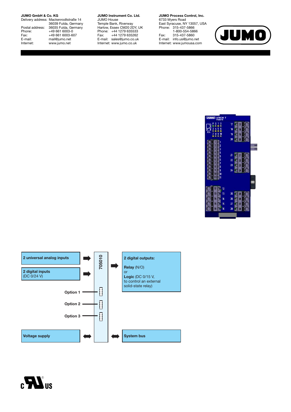 JUMO 705010 mTRON T - Multichannel Controller Module Data Sheet User Manual | 15 pages