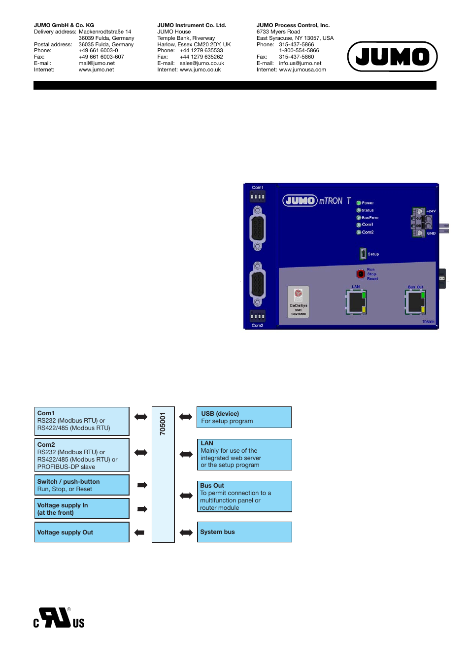 JUMO 705001 mTRON T - Central Processing Unit Data Sheet User Manual | 10 pages