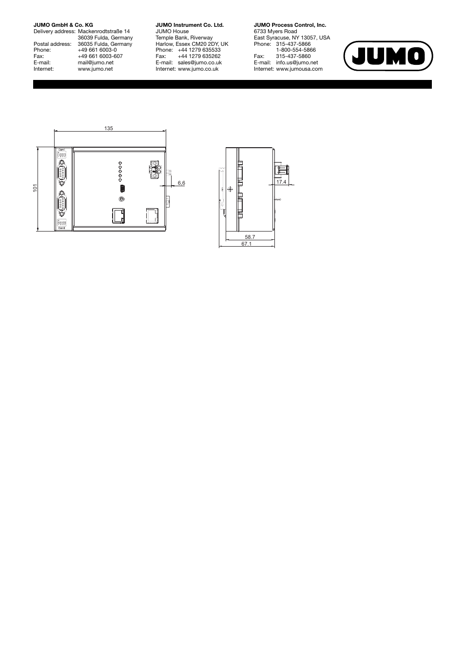Dimensions, Module overview | JUMO 705001 mTRON T - Central Processing Unit Data Sheet User Manual | Page 8 / 10