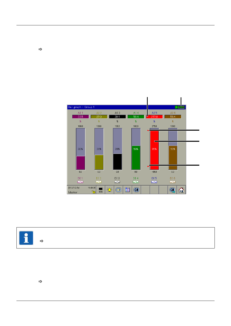 3 bar graph, Bar graph, 7 visualization | JUMO 705060 mTRON T - Multifunction Panel 840 Operating Manual User Manual | Page 56 / 272