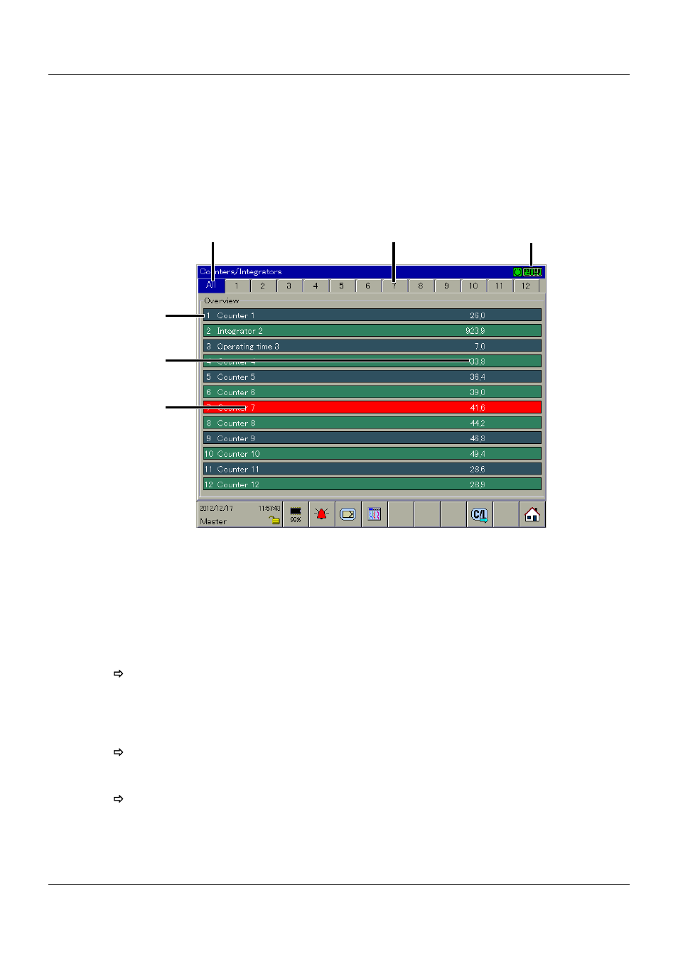 10 counters/integrators, 1 group display, Counters/integrators | 7 visualization | JUMO 705060 mTRON T - Multifunction Panel 840 Operating Manual User Manual | Page 76 / 272