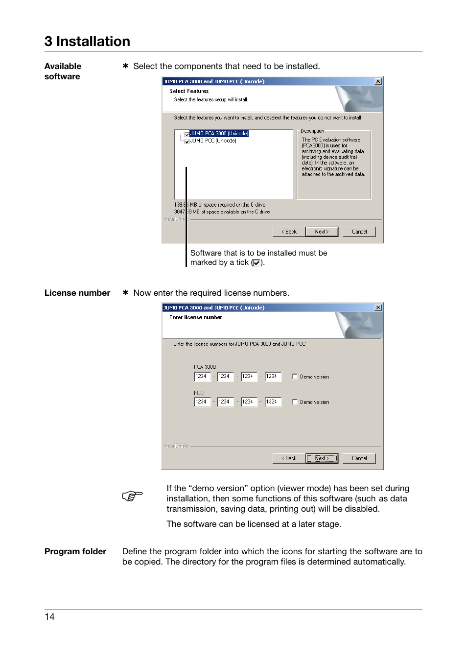 3 installation | JUMO PCA3000 PC Evaluation Software User Manual | Page 14 / 94