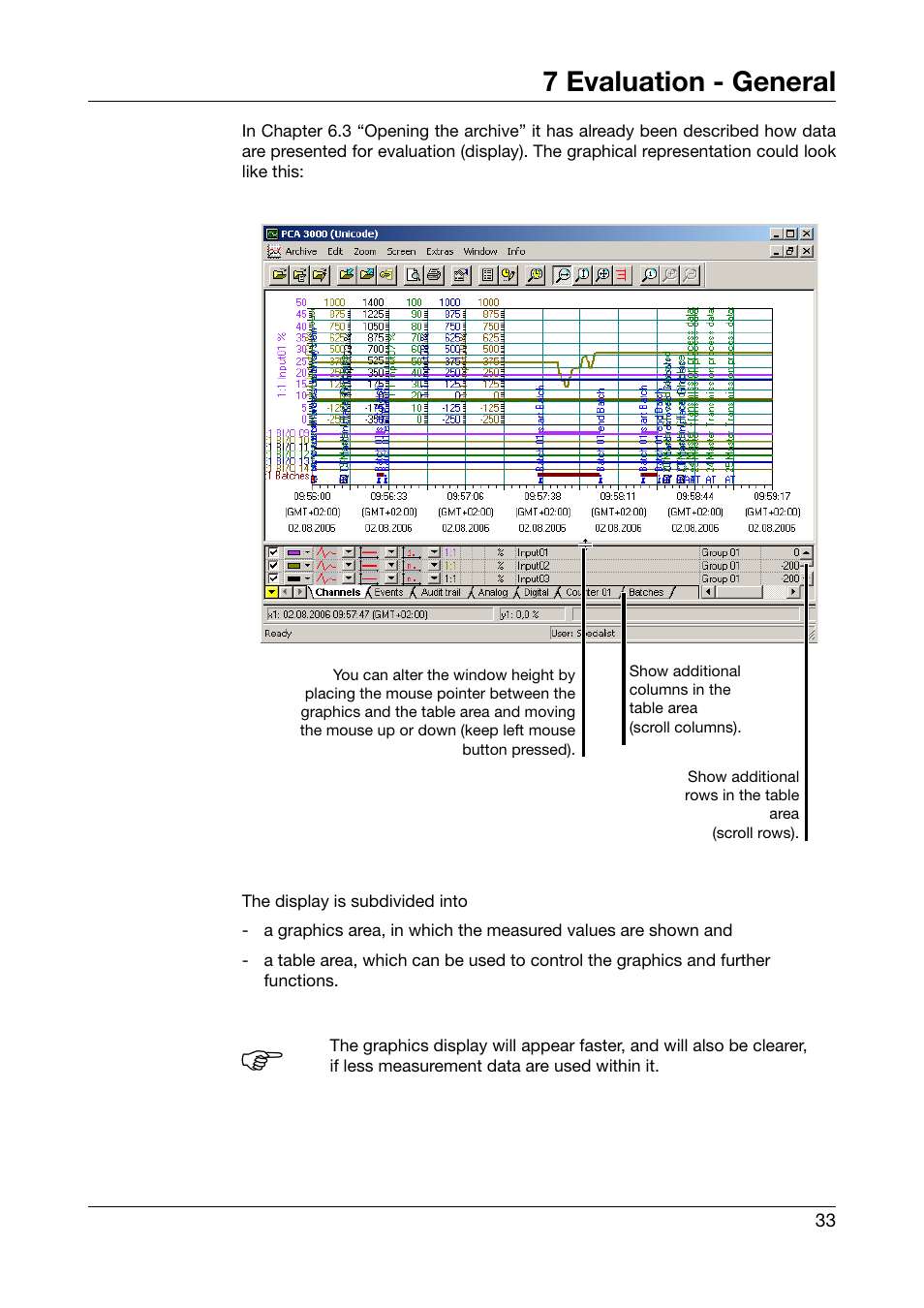 7 evaluation - general, Evaluation - general | JUMO PCA3000 PC Evaluation Software User Manual | Page 33 / 94