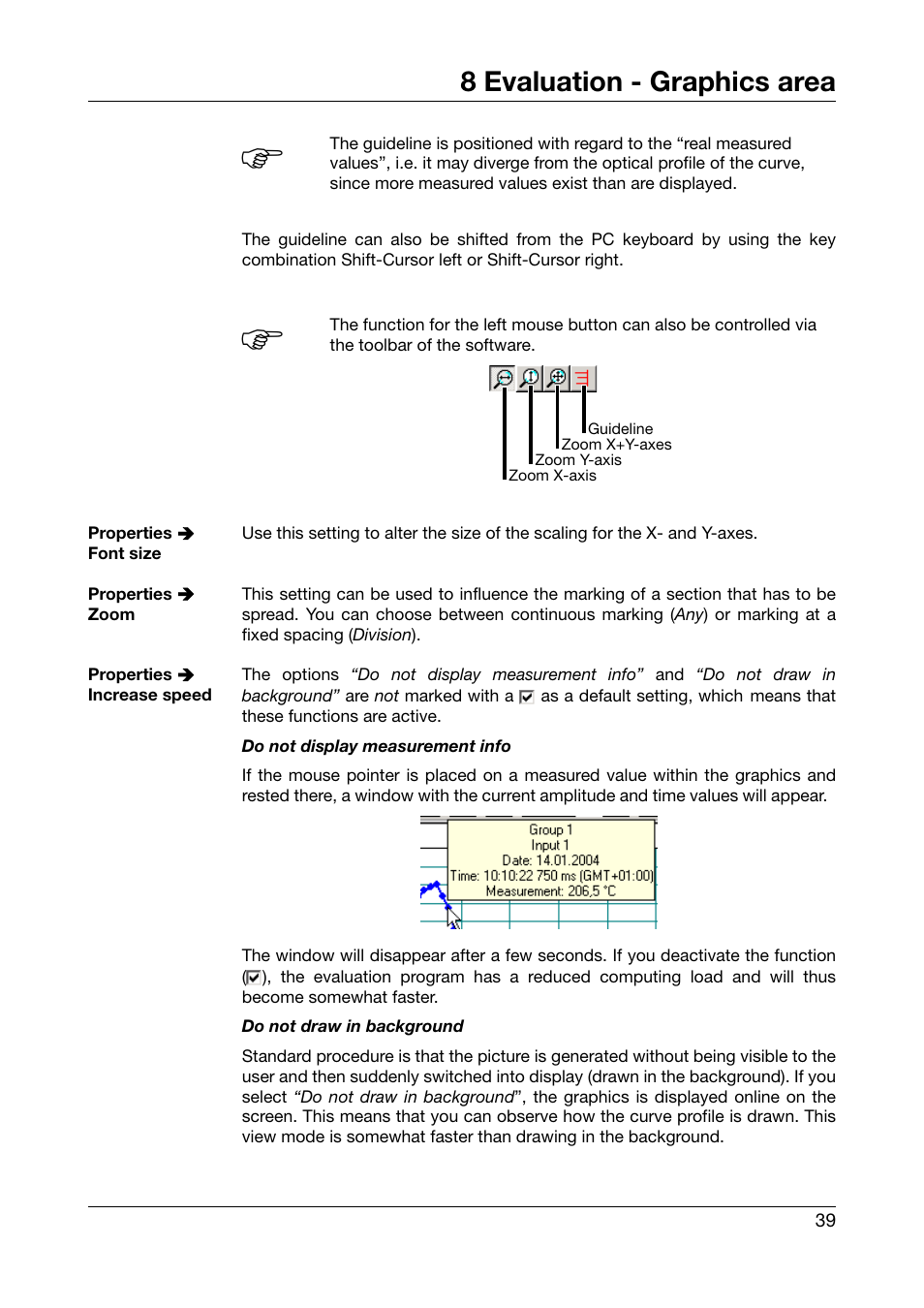 8 evaluation - graphics area | JUMO PCA3000 PC Evaluation Software User Manual | Page 39 / 94