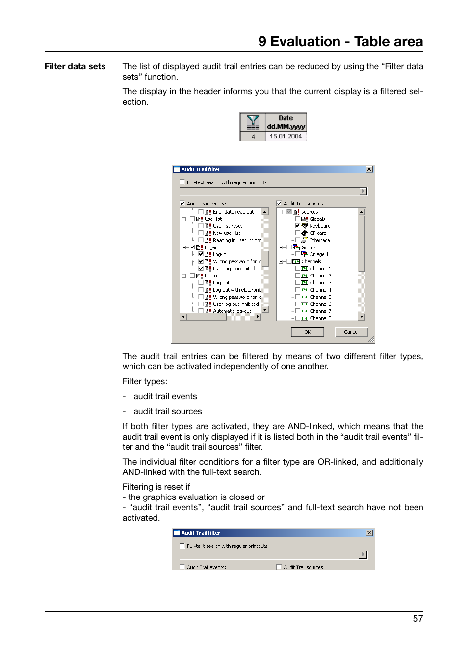 9 evaluation - table area | JUMO PCA3000 PC Evaluation Software User Manual | Page 57 / 94