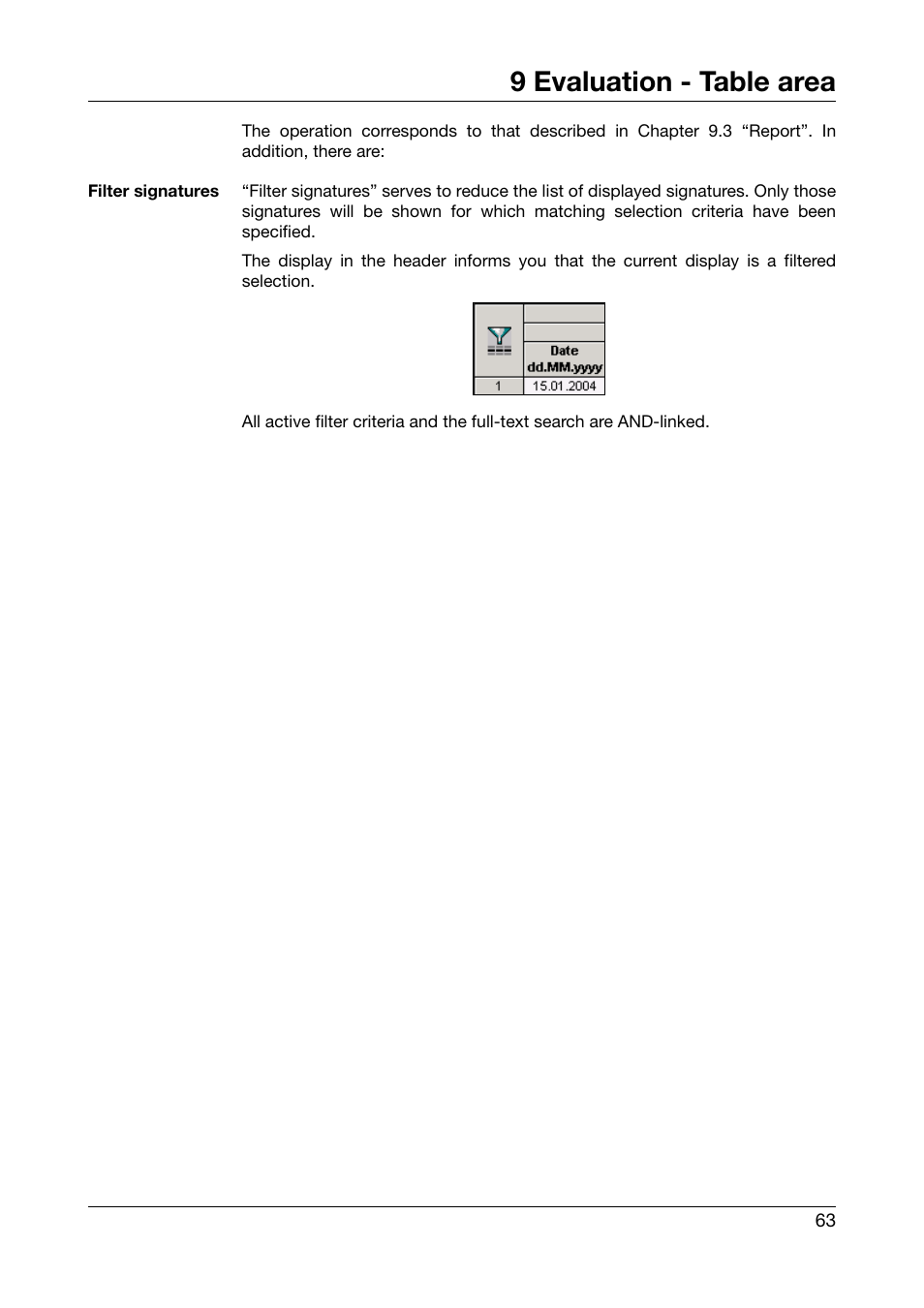 9 evaluation - table area | JUMO PCA3000 PC Evaluation Software User Manual | Page 63 / 94
