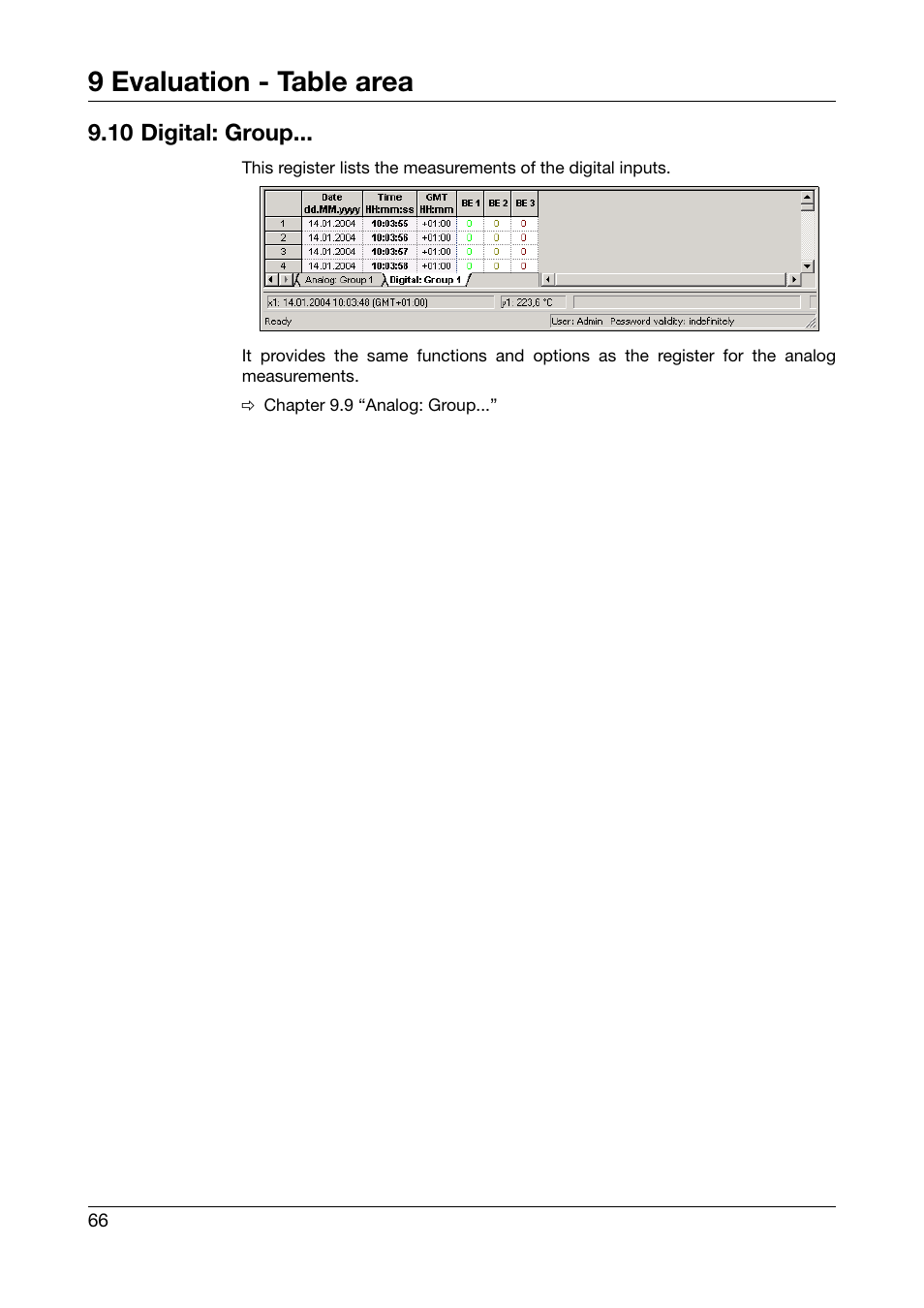 10 digital: group, 9 evaluation - table area | JUMO PCA3000 PC Evaluation Software User Manual | Page 66 / 94