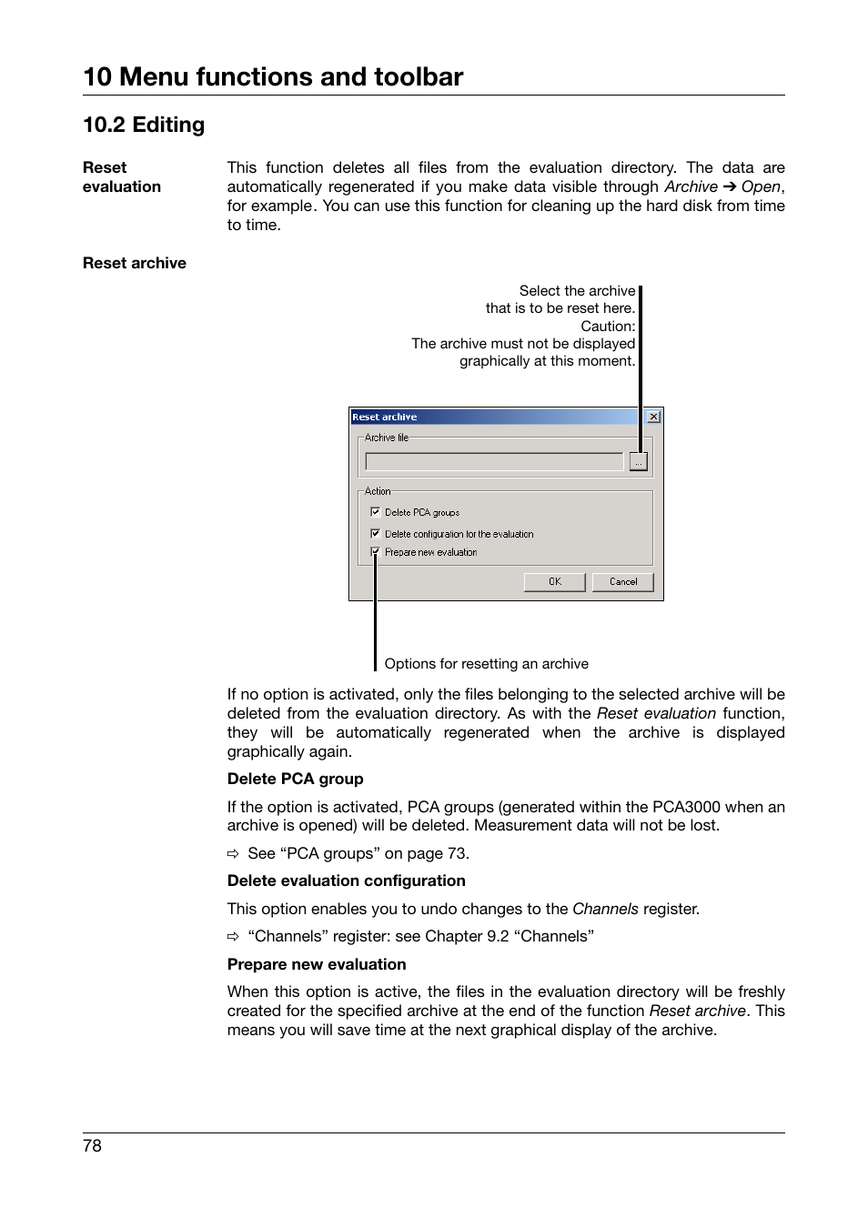 2 editing, 10 menu functions and toolbar | JUMO PCA3000 PC Evaluation Software User Manual | Page 78 / 94