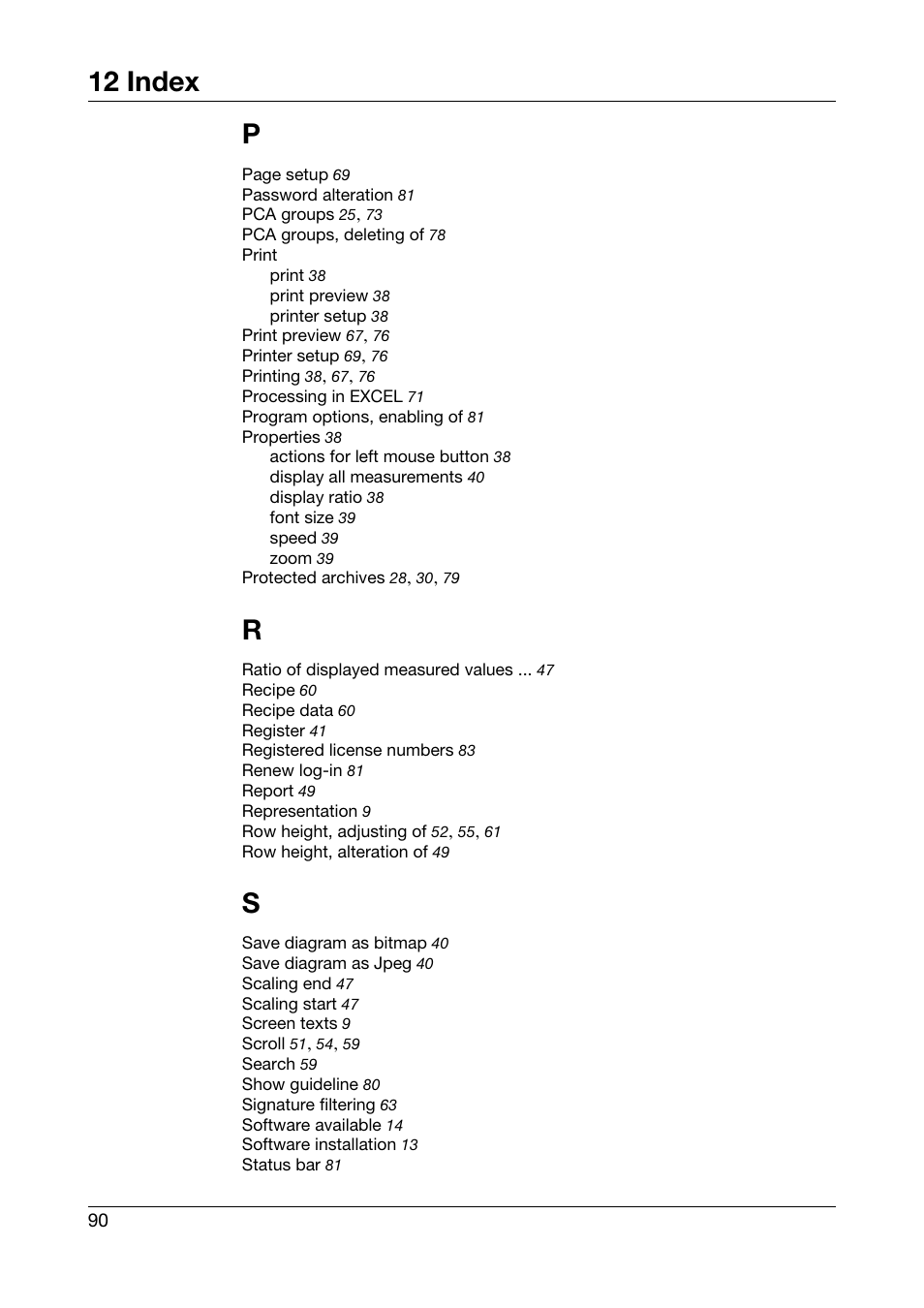 12 index | JUMO PCA3000 PC Evaluation Software User Manual | Page 90 / 94