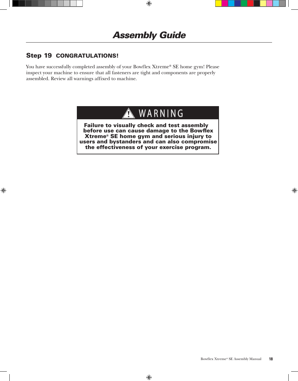 Assembly guide | Bowflex XtremeSE User Manual | Page 21 / 24