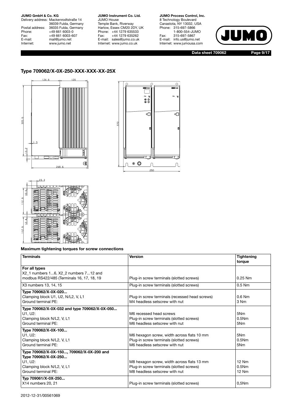 JUMO 709062 TYA 202 - Three-Phase Power Controller Data Sheet User Manual | Page 9 / 17