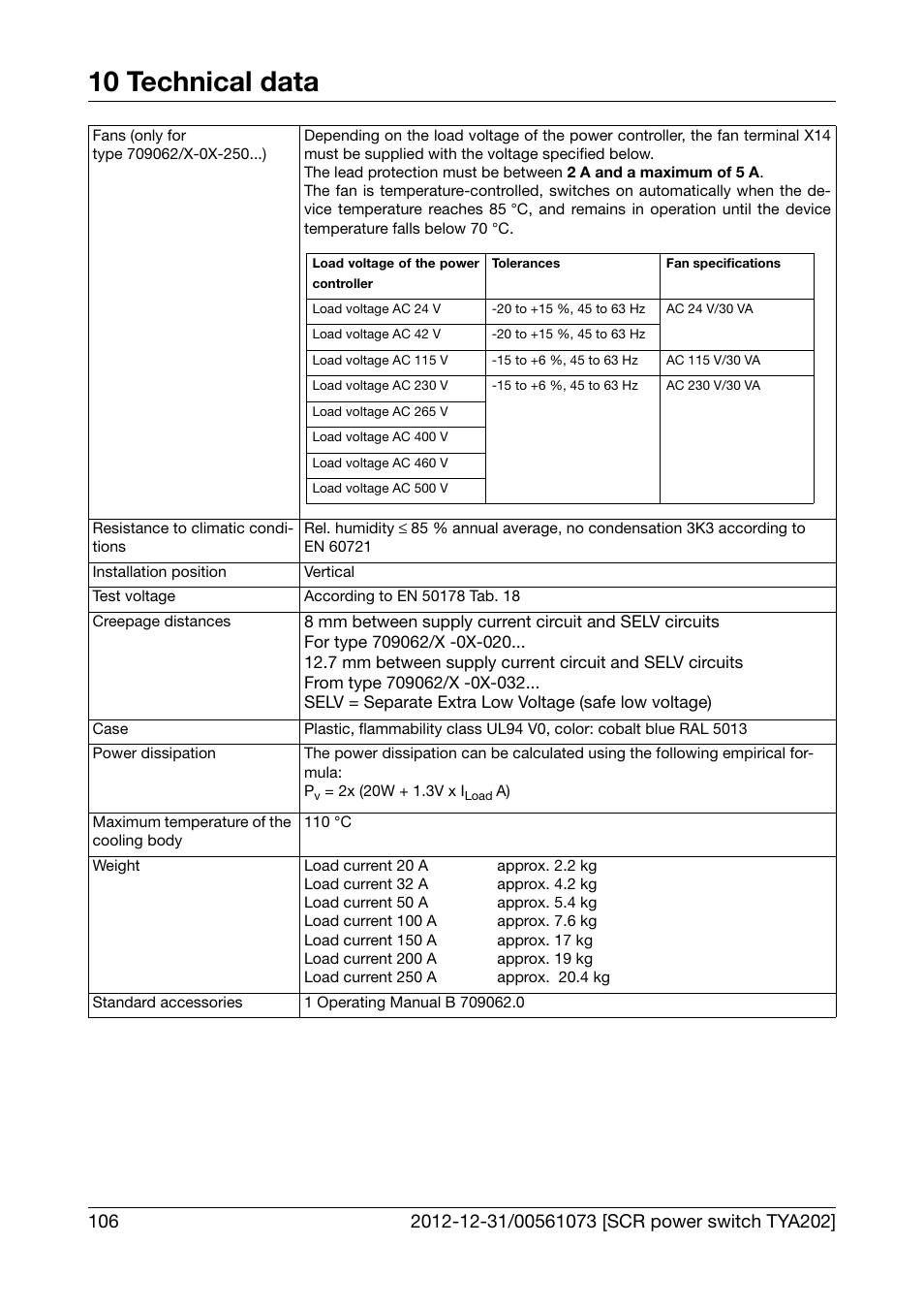 10 technical data | JUMO 709062 TYA 202 - Three-Phase Power Controller Operating Manual User Manual | Page 108 / 112