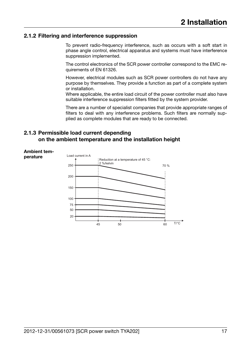 2 filtering and interference suppression, Filtering and interference suppression, 2 installation | JUMO 709062 TYA 202 - Three-Phase Power Controller Operating Manual User Manual | Page 19 / 112