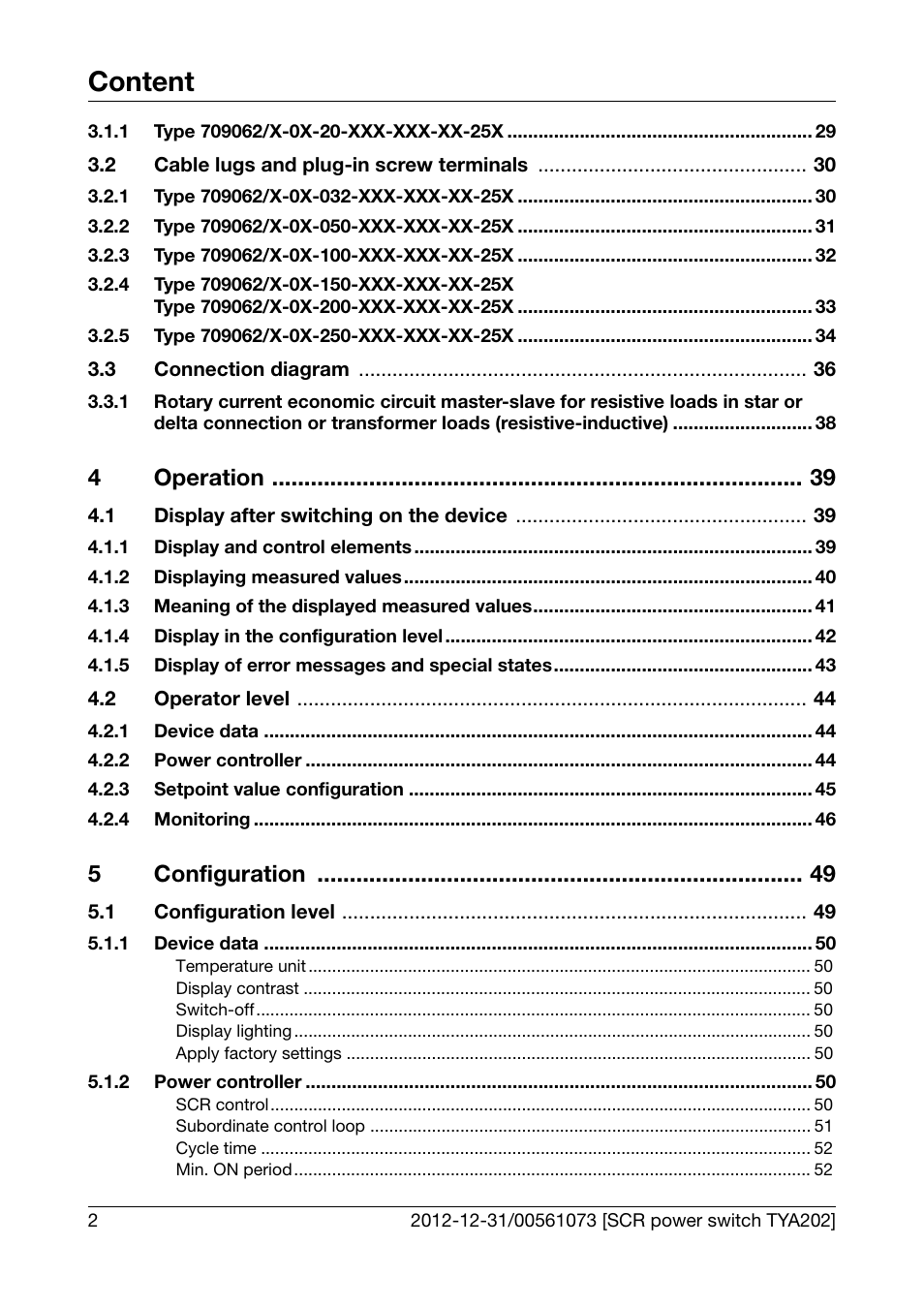 Content, 4operation, 5configuration | JUMO 709062 TYA 202 - Three-Phase Power Controller Operating Manual User Manual | Page 4 / 112