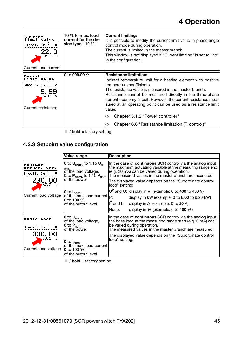 3 setpoint value configuration, Setpoint value configuration, 4 operation | JUMO 709062 TYA 202 - Three-Phase Power Controller Operating Manual User Manual | Page 47 / 112