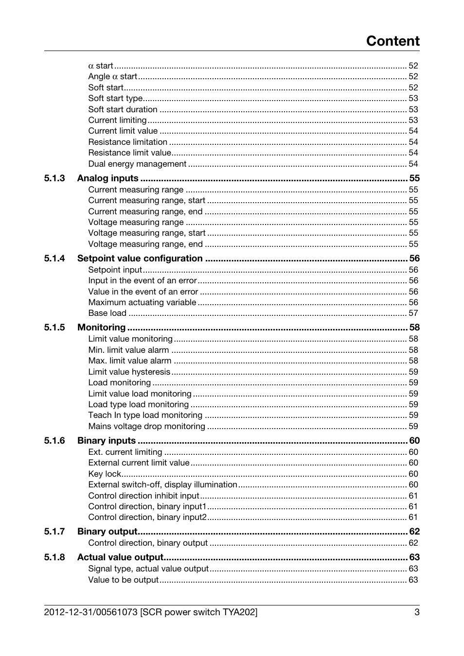 Content | JUMO 709062 TYA 202 - Three-Phase Power Controller Operating Manual User Manual | Page 5 / 112