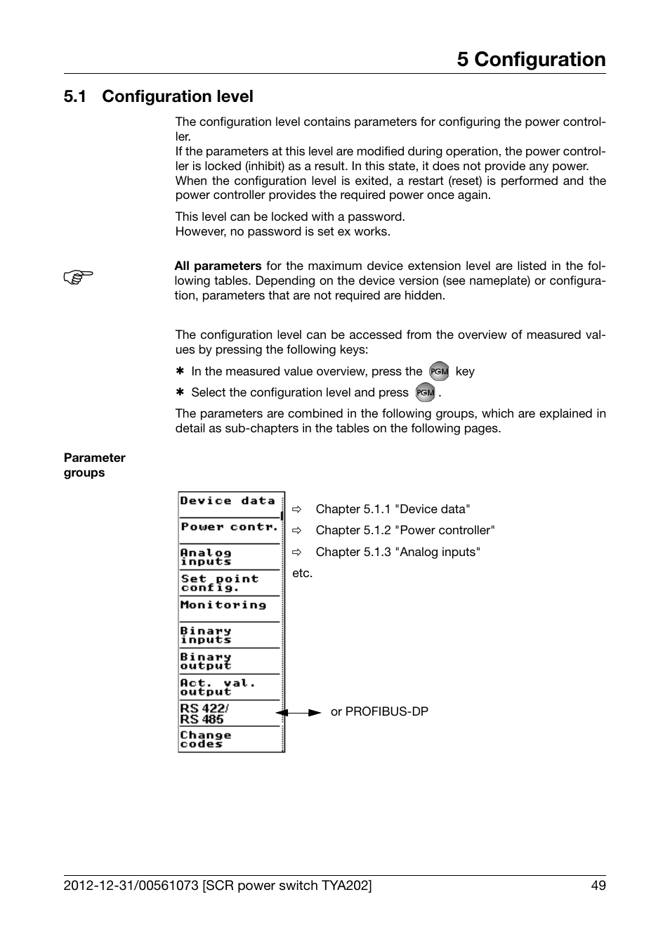 5 configuration, 1 configuration level, Configuration | Configuration level | JUMO 709062 TYA 202 - Three-Phase Power Controller Operating Manual User Manual | Page 51 / 112