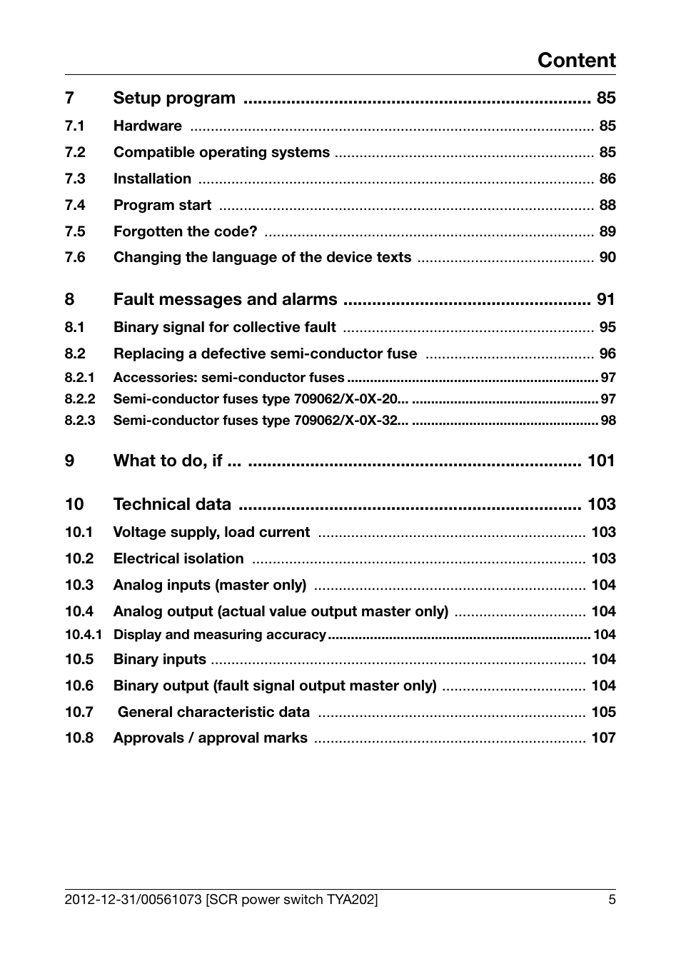 Content | JUMO 709062 TYA 202 - Three-Phase Power Controller Operating Manual User Manual | Page 7 / 112