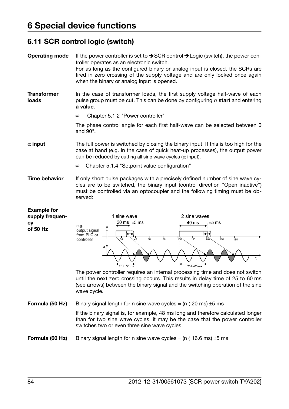 11 scr control logic (switch), Scr control logic (switch), 6 special device functions | JUMO 709062 TYA 202 - Three-Phase Power Controller Operating Manual User Manual | Page 86 / 112