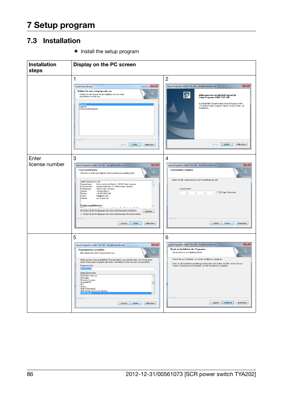 3 installation, Installation, 7 setup program | JUMO 709062 TYA 202 - Three-Phase Power Controller Operating Manual User Manual | Page 88 / 112