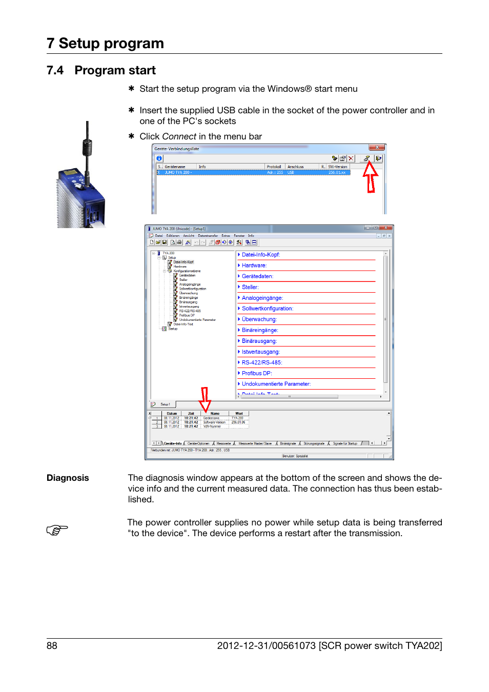 4 program start, Program start, 7 setup program | JUMO 709062 TYA 202 - Three-Phase Power Controller Operating Manual User Manual | Page 90 / 112