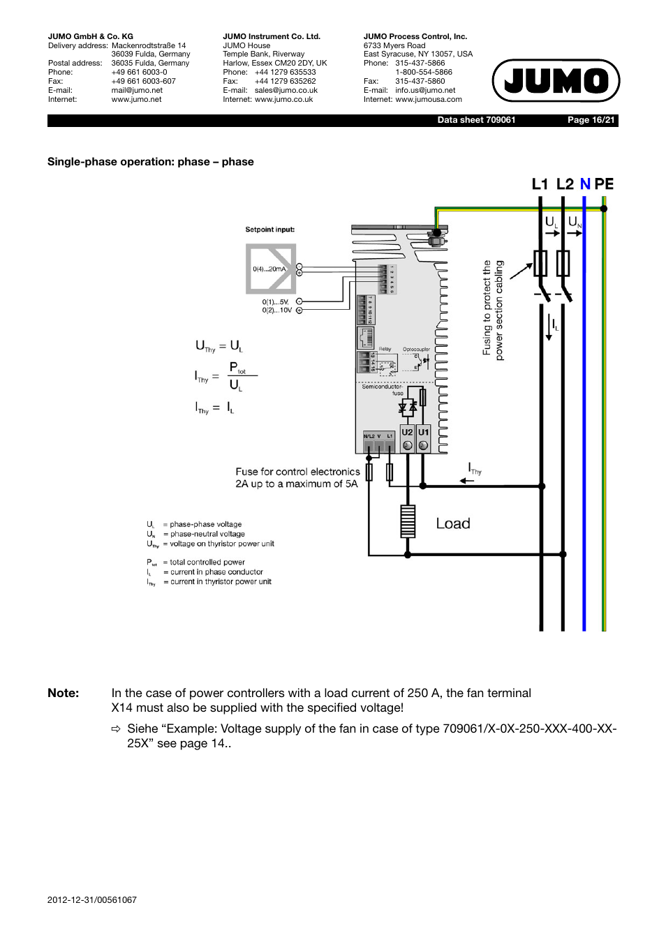 JUMO 709061 TYA 201 - Single-Phase Power Controller Data Sheet User Manual | Page 16 / 21
