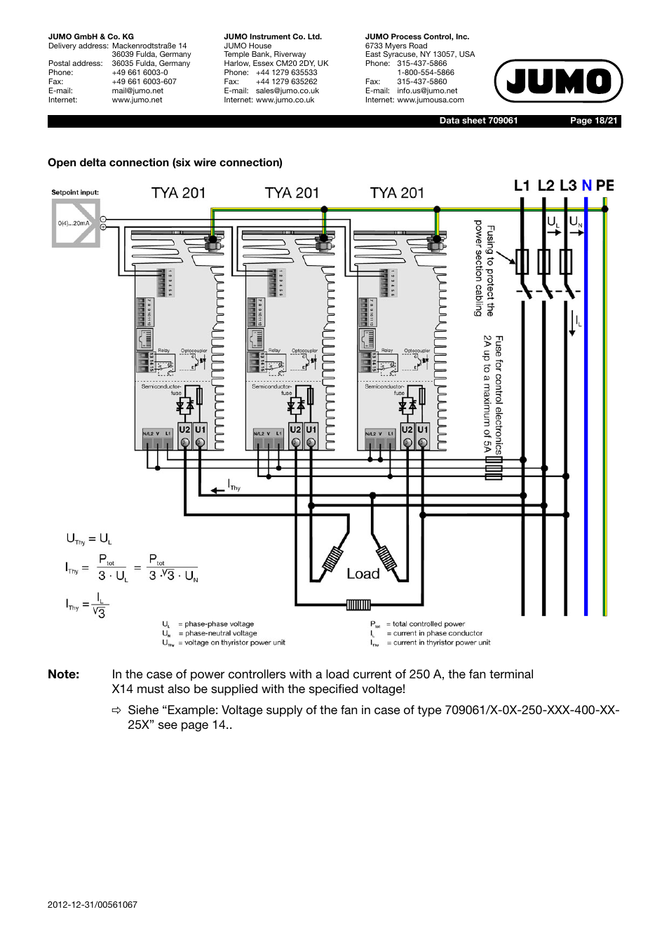 JUMO 709061 TYA 201 - Single-Phase Power Controller Data Sheet User Manual | Page 18 / 21