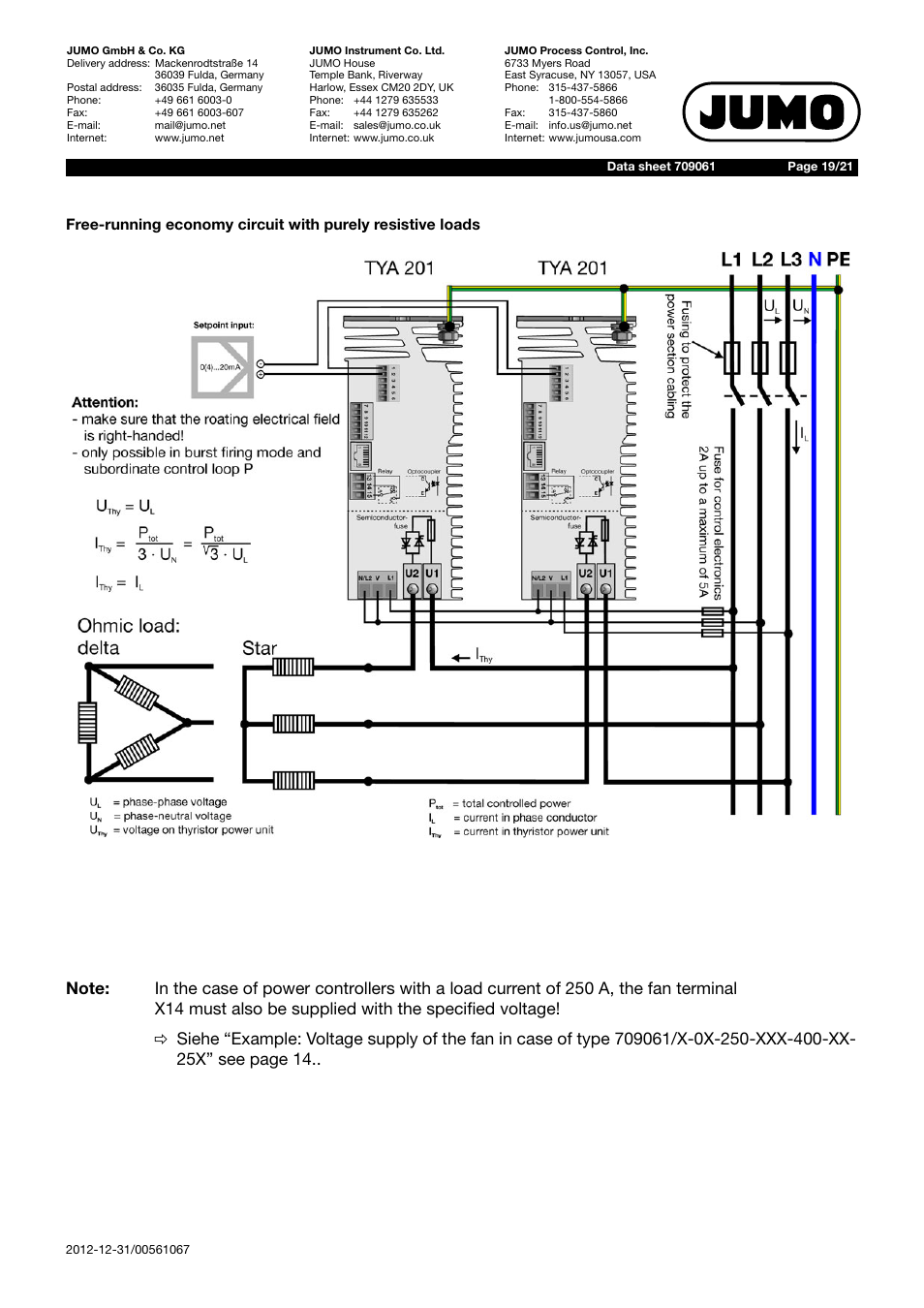 JUMO 709061 TYA 201 - Single-Phase Power Controller Data Sheet User Manual | Page 19 / 21