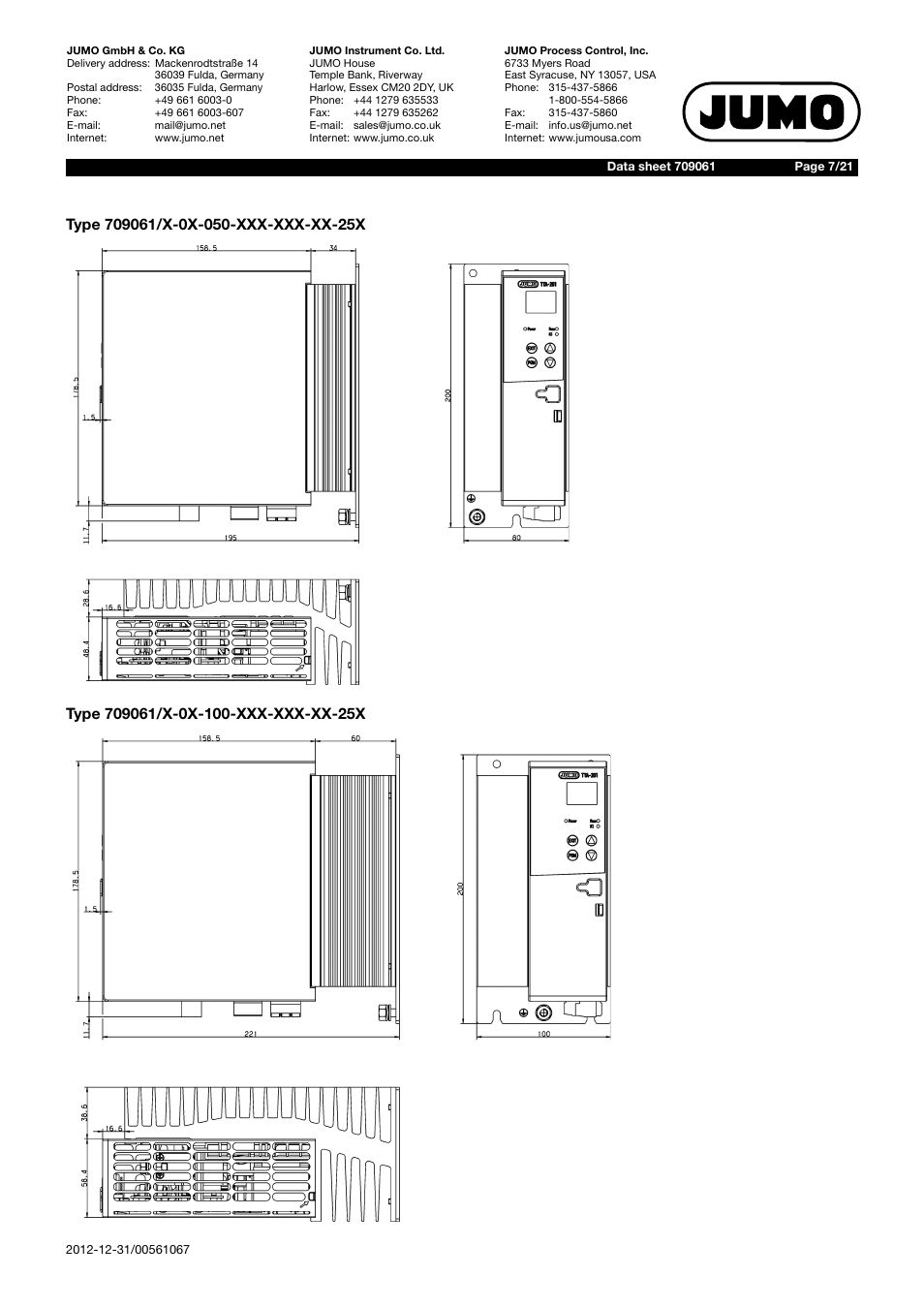 JUMO 709061 TYA 201 - Single-Phase Power Controller Data Sheet User Manual | Page 7 / 21