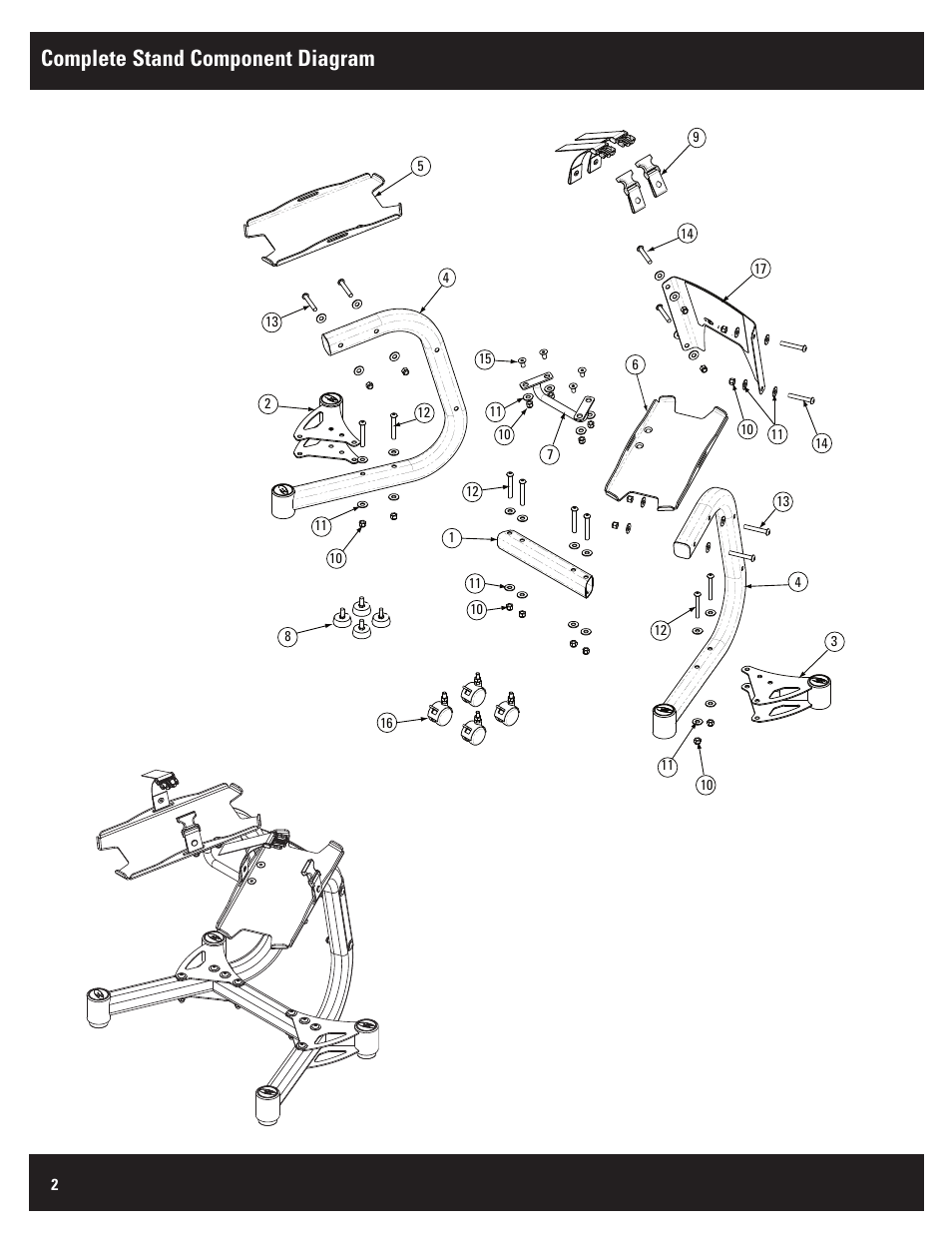 Complete stand component diagram | Bowflex SelectTect BDS1642 User Manual | Page 2 / 12