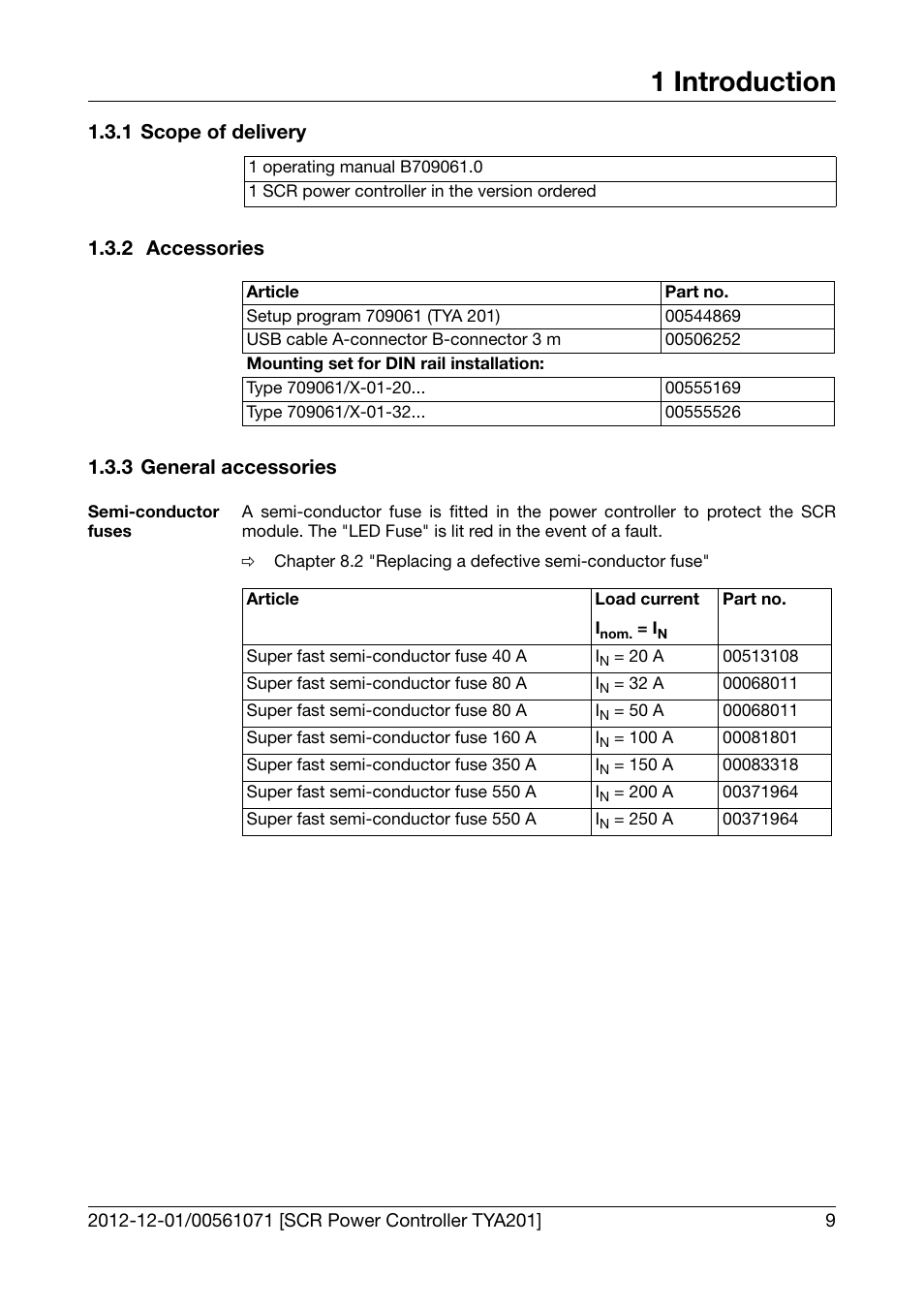 1 scope of delivery, 2 accessories, 3 general accessories | Scope of delivery, Accessories, General accessories, 1 introduction | JUMO 709061 TYA 201 - Single-Phase Power Controller Operating Manual User Manual | Page 11 / 112