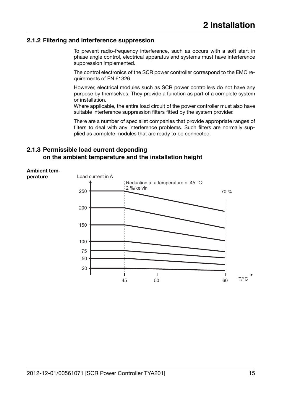 2 filtering and interference suppression, Filtering and interference suppression, 2 installation | JUMO 709061 TYA 201 - Single-Phase Power Controller Operating Manual User Manual | Page 17 / 112
