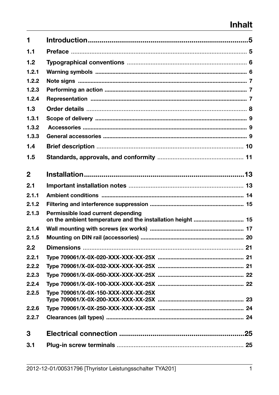 Inhalt, 1introduction, 2installation | 3electrical connection | JUMO 709061 TYA 201 - Single-Phase Power Controller Operating Manual User Manual | Page 3 / 112