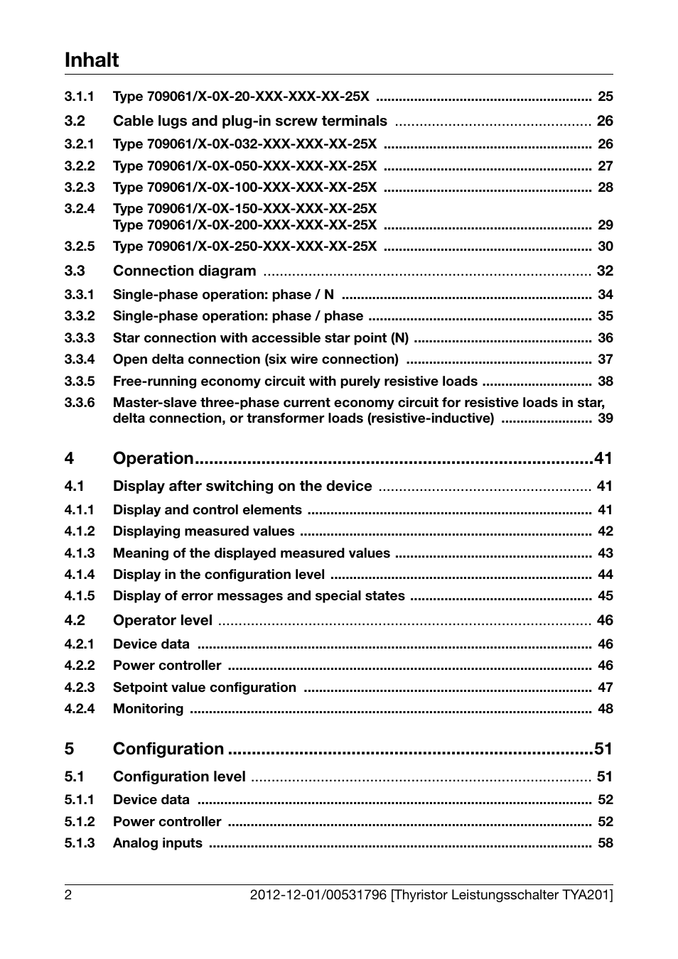 Inhalt, 4operation, 5configuration | JUMO 709061 TYA 201 - Single-Phase Power Controller Operating Manual User Manual | Page 4 / 112