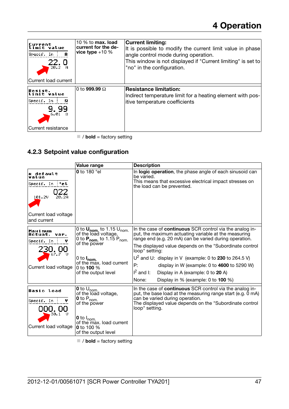 3 setpoint value configuration, Setpoint value configuration, 4 operation | JUMO 709061 TYA 201 - Single-Phase Power Controller Operating Manual User Manual | Page 49 / 112