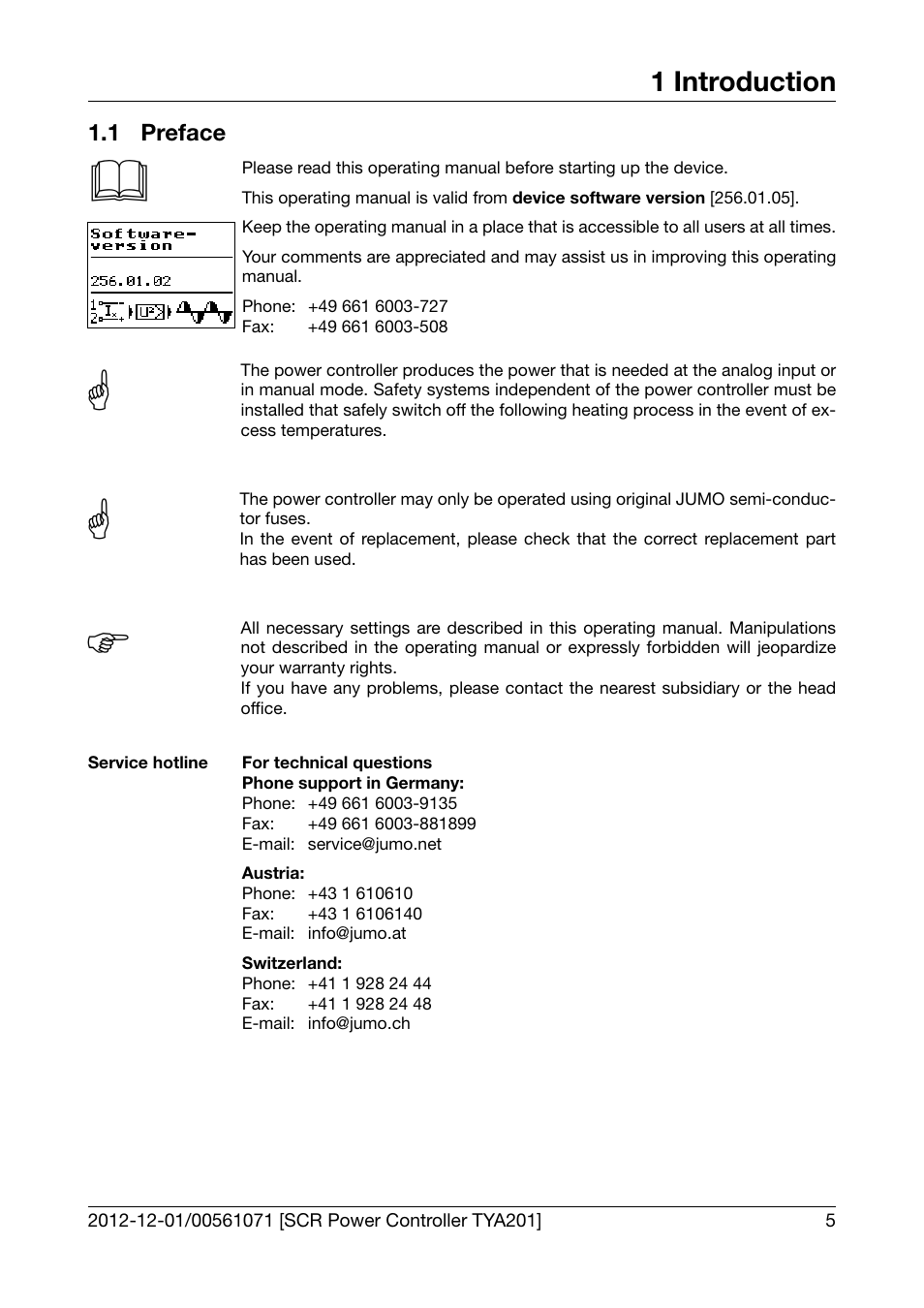 1 introduction, 1 preface, Introduction | Preface | JUMO 709061 TYA 201 - Single-Phase Power Controller Operating Manual User Manual | Page 7 / 112