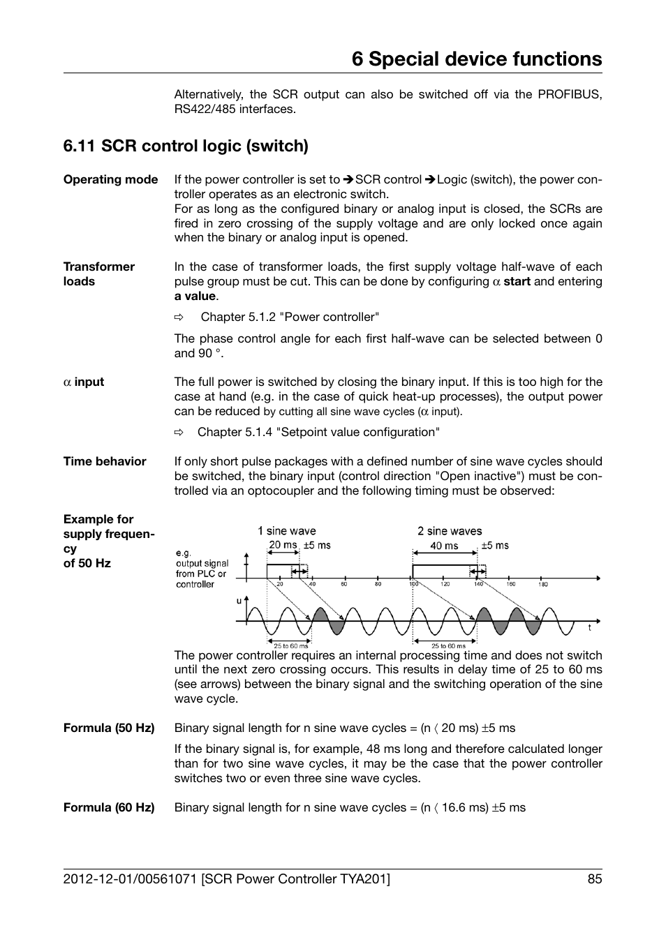 11 scr control logic (switch), Scr control logic (switch), 6 special device functions | JUMO 709061 TYA 201 - Single-Phase Power Controller Operating Manual User Manual | Page 87 / 112