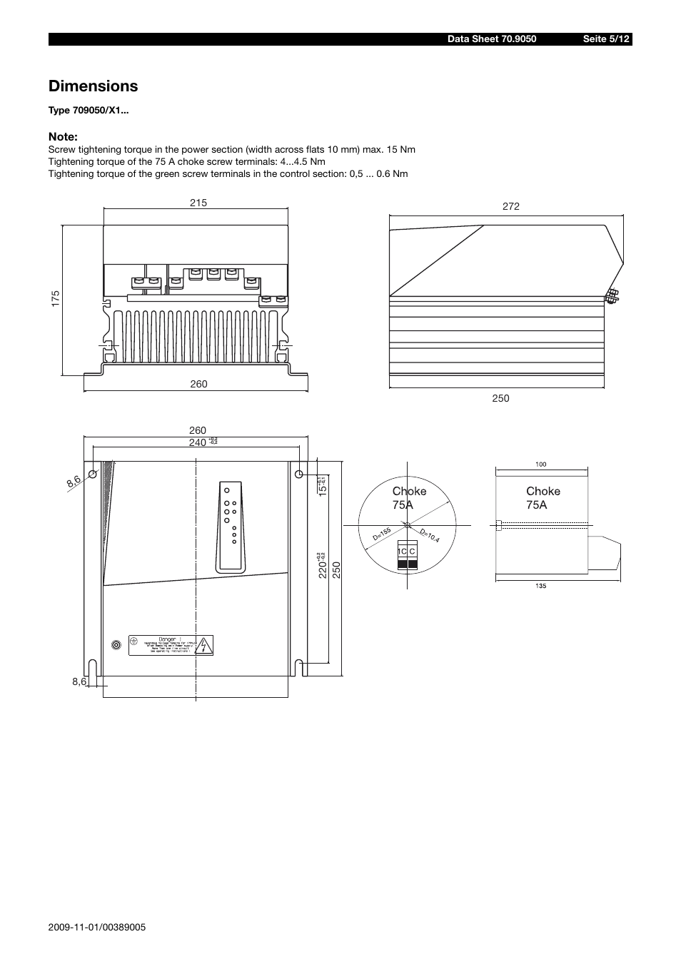 Dimensions | JUMO 709050 IPC IGBT Power Converter Data Sheet User Manual | Page 5 / 12