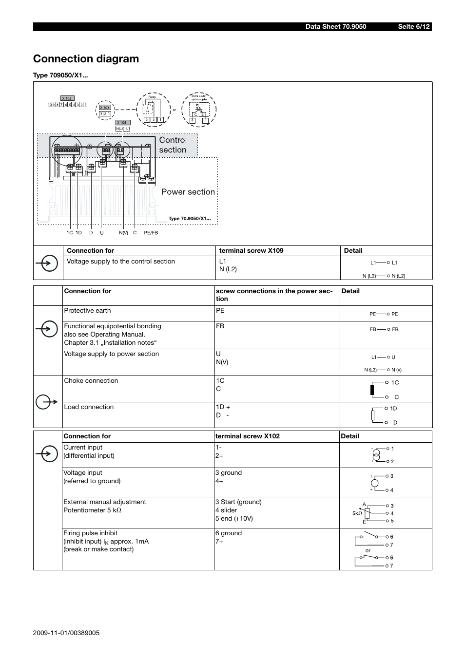 Connection diagram | JUMO 709050 IPC IGBT Power Converter Data Sheet User Manual | Page 6 / 12