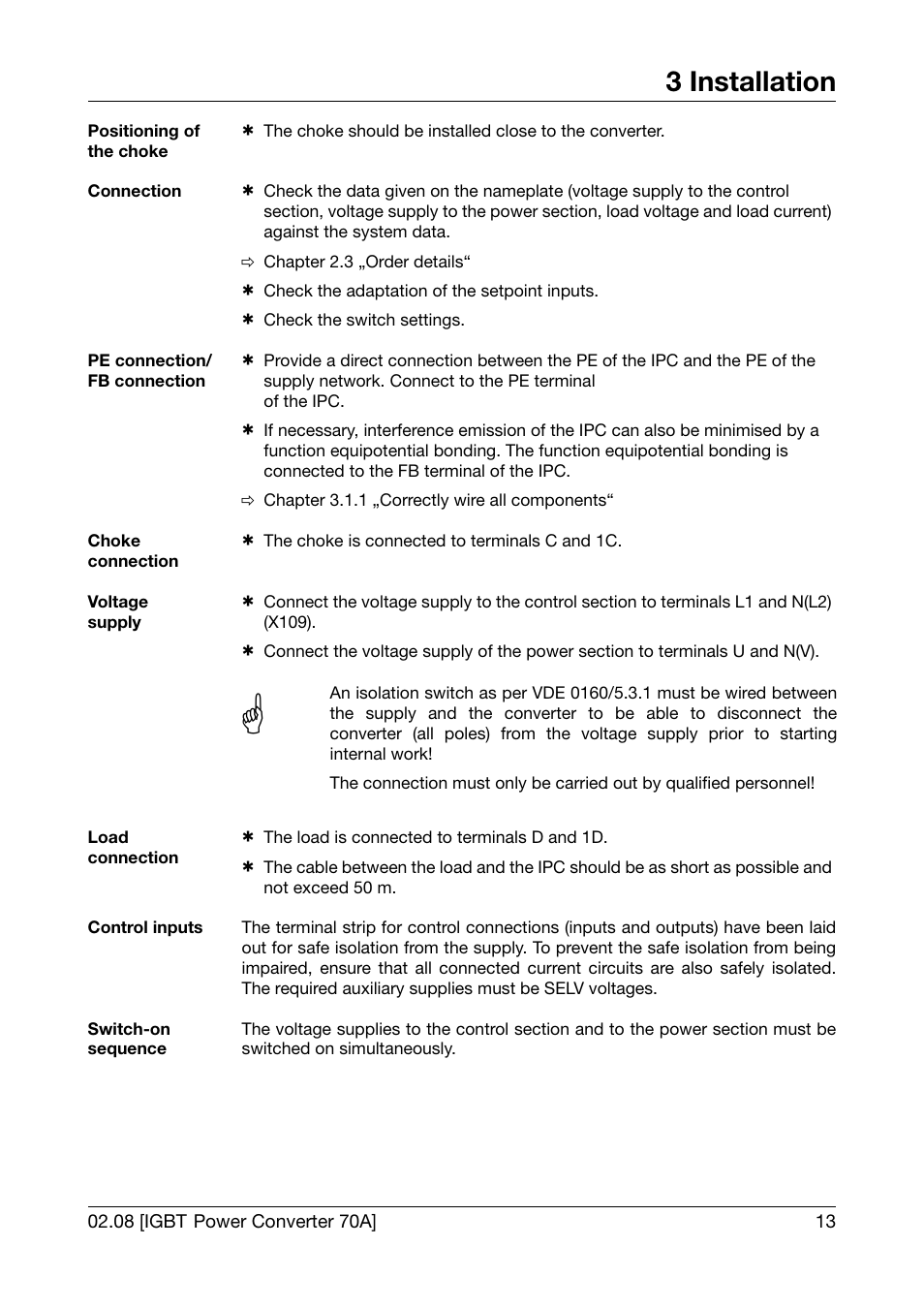 3 installation | JUMO 709050 IPC IGBT Power Converter IPC 70A Operating Manual User Manual | Page 13 / 48