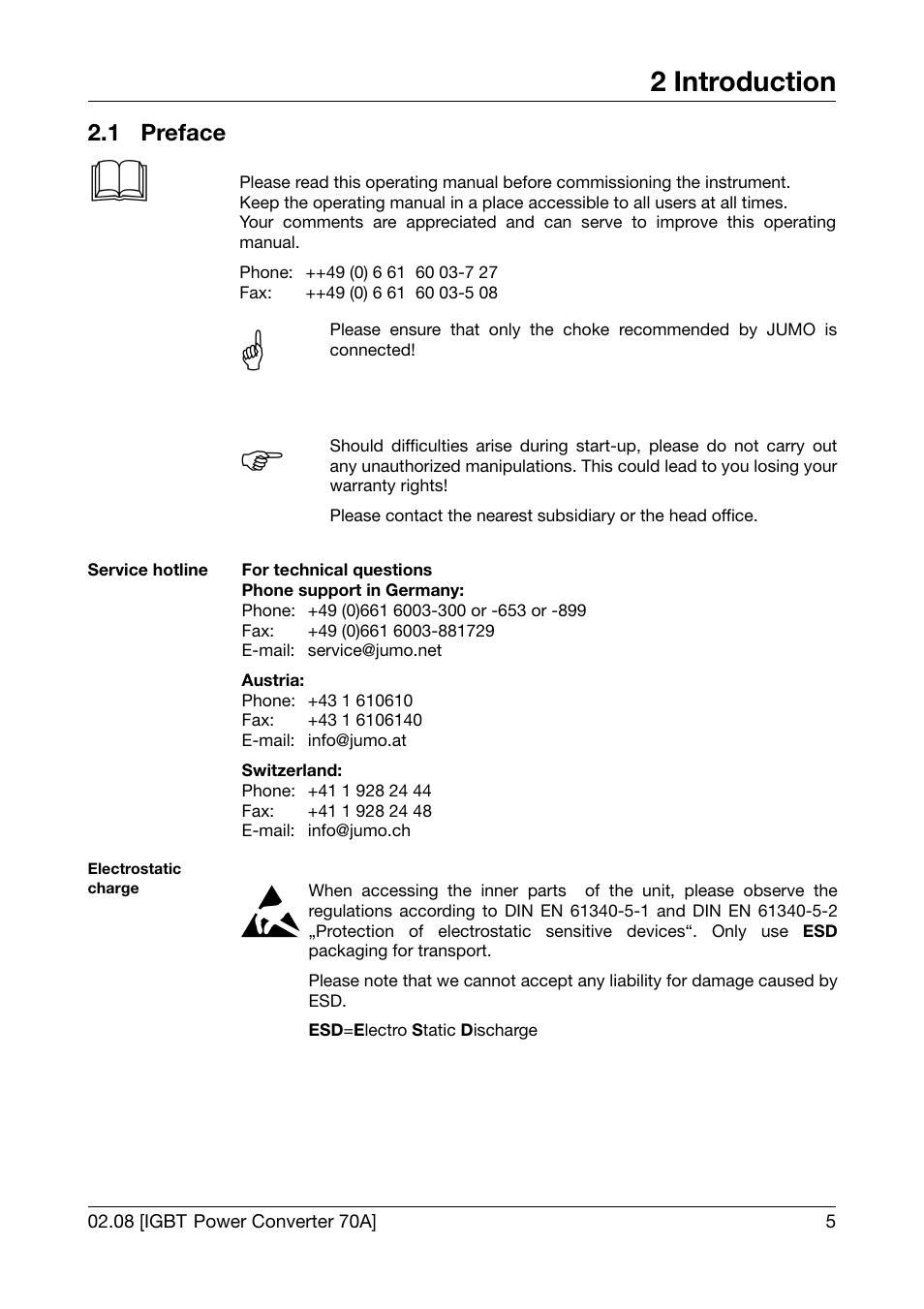 2 introduction, 1 preface, Introduction | Preface | JUMO 709050 IPC IGBT Power Converter IPC 70A Operating Manual User Manual | Page 5 / 48