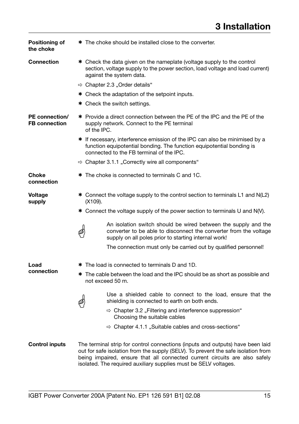 3 installation | JUMO 709050 IPC IGBT Power Converter IPC 200A Operating Manual User Manual | Page 15 / 52