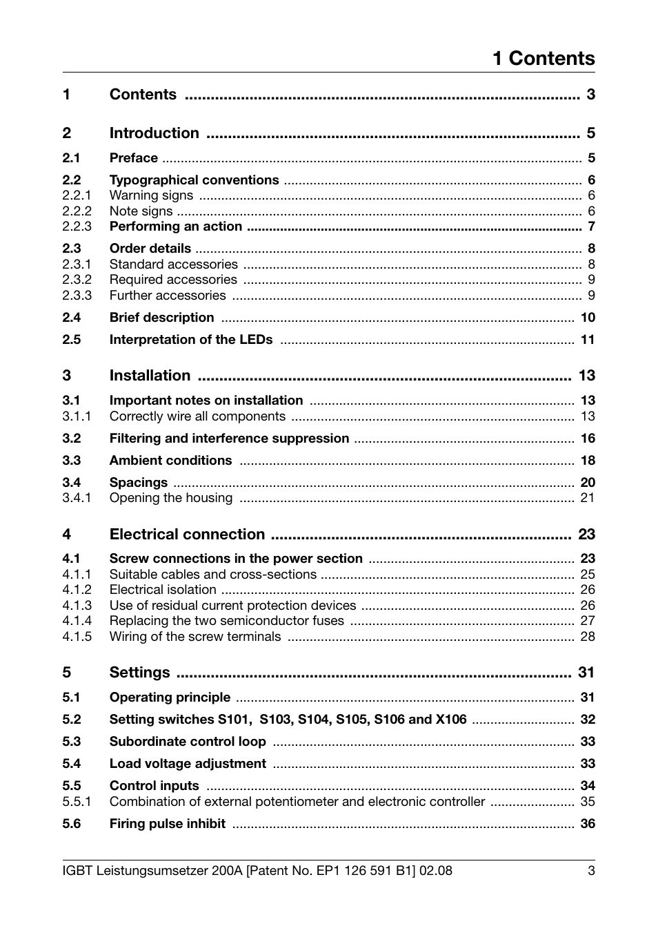 1 contents | JUMO 709050 IPC IGBT Power Converter IPC 200A Operating Manual User Manual | Page 3 / 52