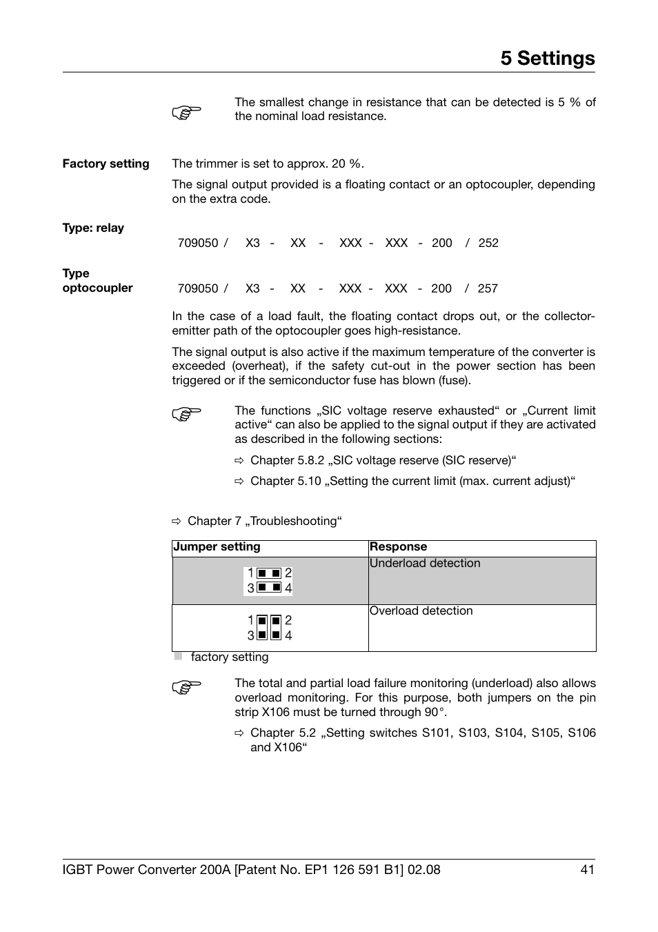 5 settings | JUMO 709050 IPC IGBT Power Converter IPC 200A Operating Manual User Manual | Page 41 / 52