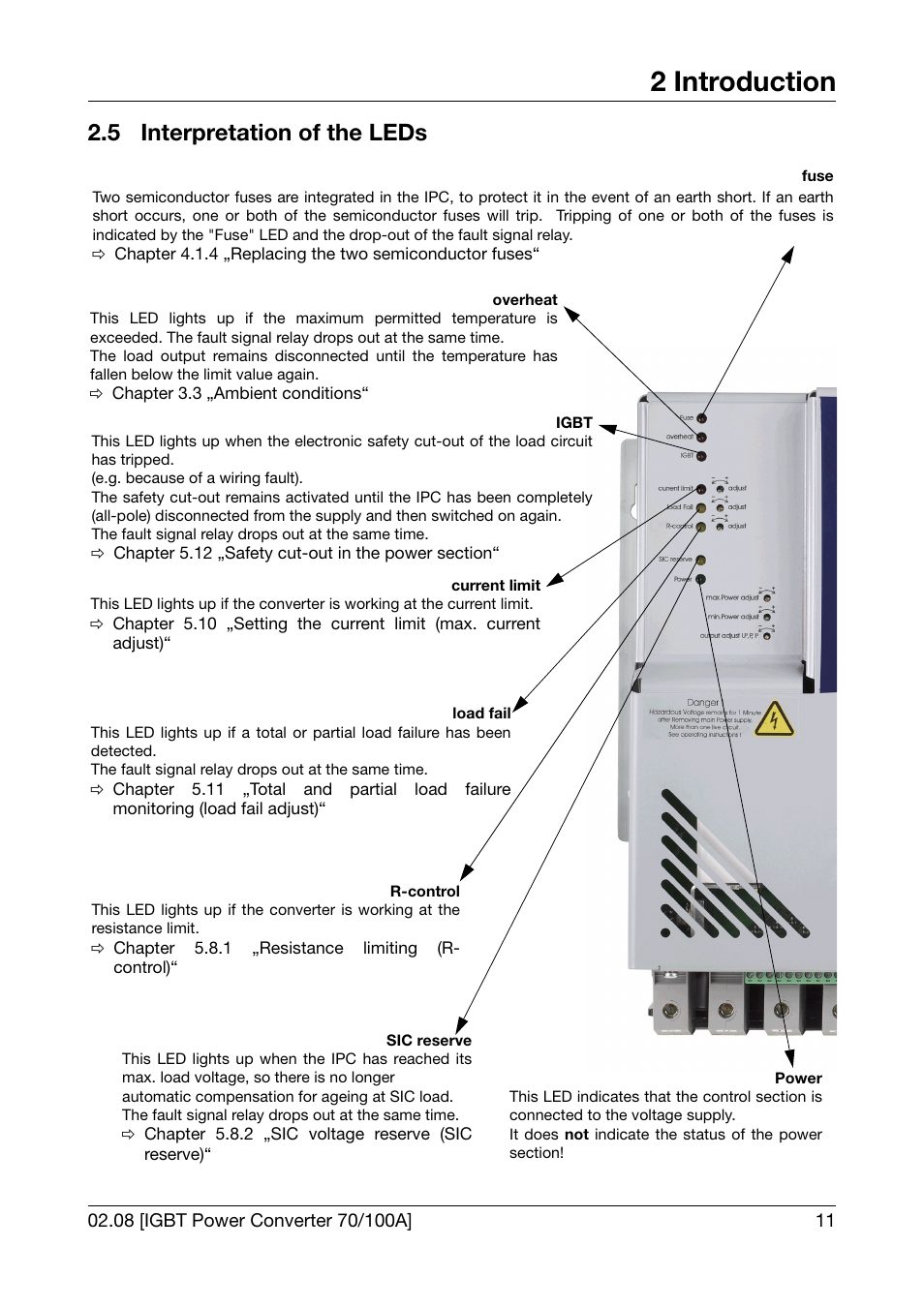 5 interpretation of the leds, Interpretation of the leds, 2 introduction | JUMO 709050 IPC IGBT Power Converter IPC 70/100A Operating Manual User Manual | Page 11 / 52