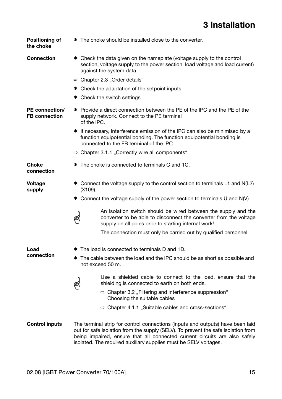 3 installation | JUMO 709050 IPC IGBT Power Converter IPC 70/100A Operating Manual User Manual | Page 15 / 52